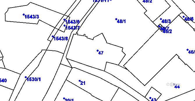 Parcela st. 47 v KÚ Tachov, Katastrální mapa