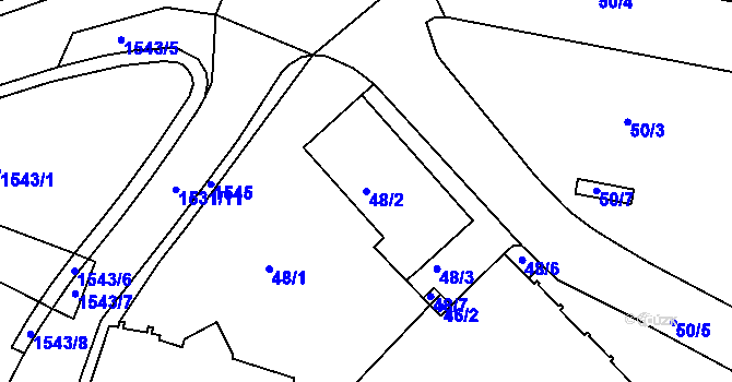 Parcela st. 48/2 v KÚ Tachov, Katastrální mapa