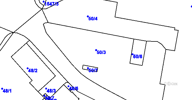 Parcela st. 50/3 v KÚ Tachov, Katastrální mapa