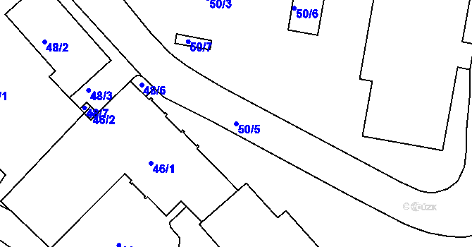 Parcela st. 50/5 v KÚ Tachov, Katastrální mapa