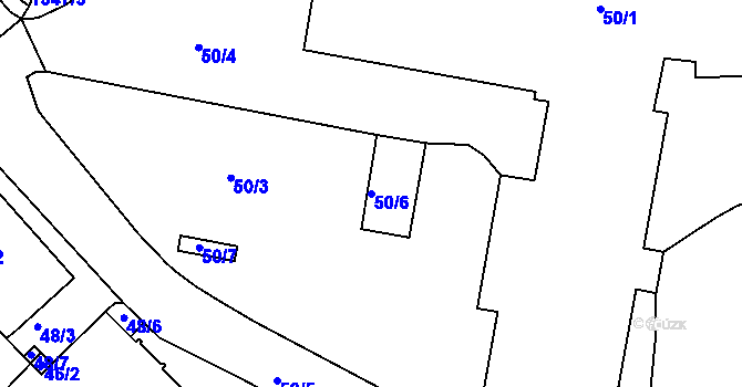 Parcela st. 50/6 v KÚ Tachov, Katastrální mapa