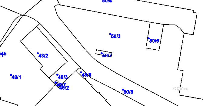 Parcela st. 50/7 v KÚ Tachov, Katastrální mapa