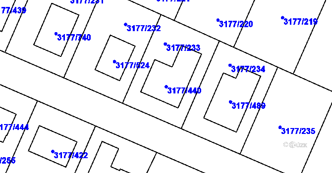 Parcela st. 3177/440 v KÚ Tachov, Katastrální mapa