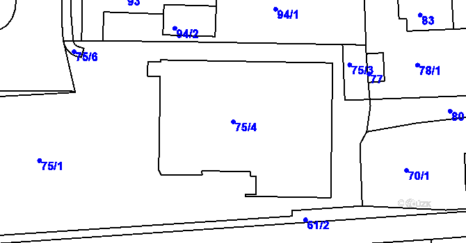 Parcela st. 75/4 v KÚ Tachov, Katastrální mapa
