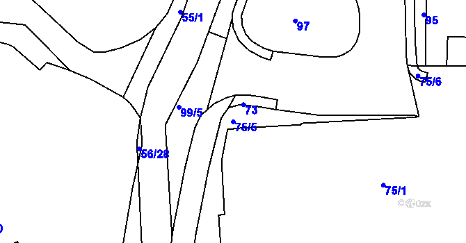 Parcela st. 75/5 v KÚ Tachov, Katastrální mapa