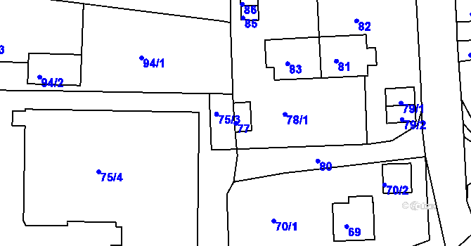 Parcela st. 77 v KÚ Tachov, Katastrální mapa