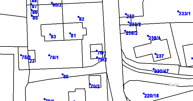 Parcela st. 79/1 v KÚ Tachov, Katastrální mapa