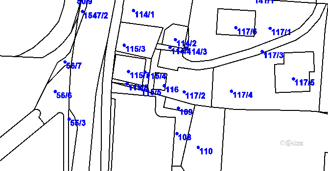Parcela st. 116 v KÚ Tachov, Katastrální mapa
