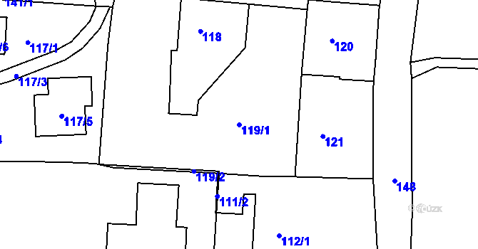 Parcela st. 119/1 v KÚ Tachov, Katastrální mapa
