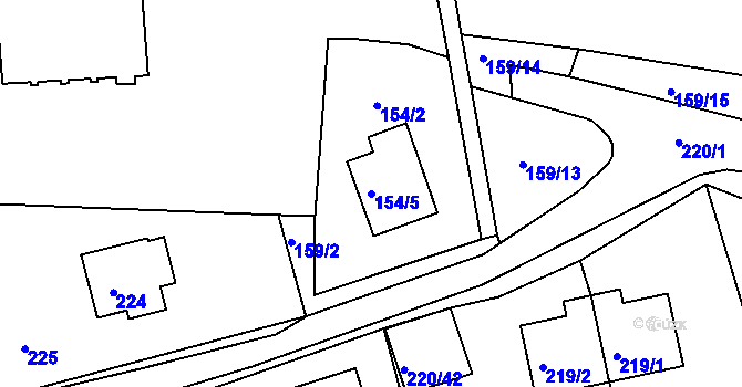 Parcela st. 154/5 v KÚ Tachov, Katastrální mapa