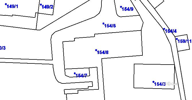 Parcela st. 154/8 v KÚ Tachov, Katastrální mapa