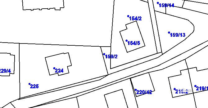 Parcela st. 159/2 v KÚ Tachov, Katastrální mapa