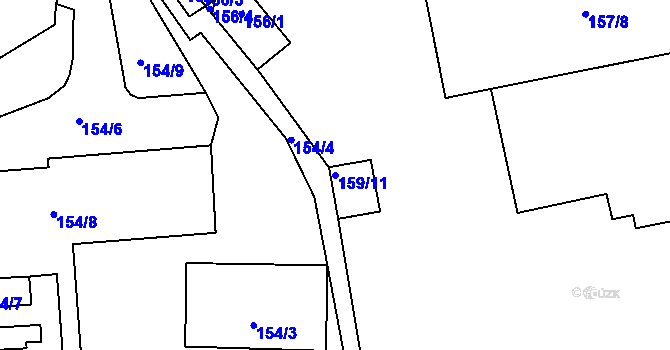 Parcela st. 159/11 v KÚ Tachov, Katastrální mapa