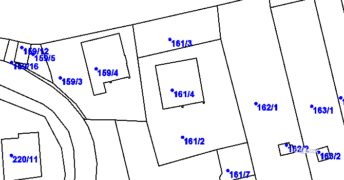 Parcela st. 161/4 v KÚ Tachov, Katastrální mapa