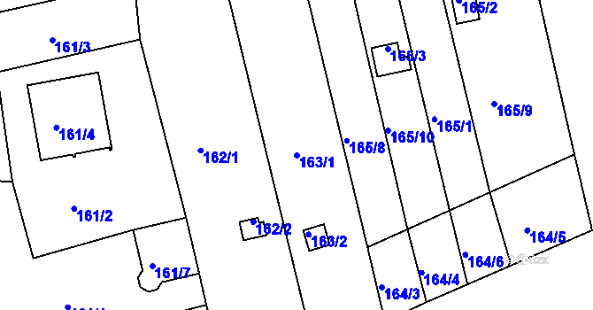 Parcela st. 163/1 v KÚ Tachov, Katastrální mapa