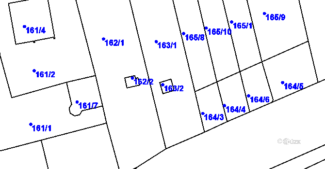 Parcela st. 163/2 v KÚ Tachov, Katastrální mapa