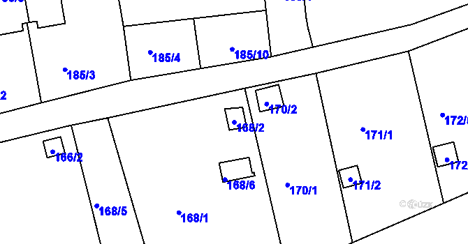 Parcela st. 168/2 v KÚ Tachov, Katastrální mapa