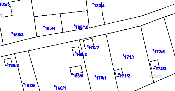 Parcela st. 170/2 v KÚ Tachov, Katastrální mapa