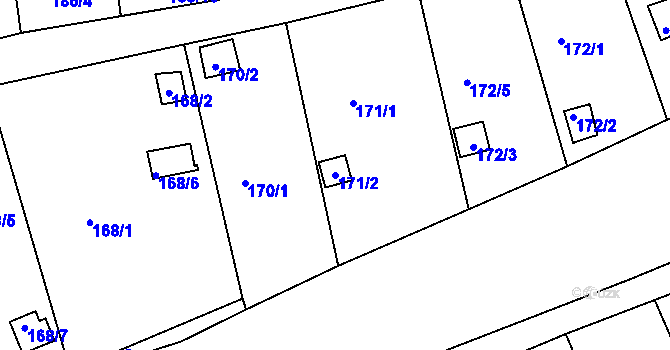 Parcela st. 171/2 v KÚ Tachov, Katastrální mapa