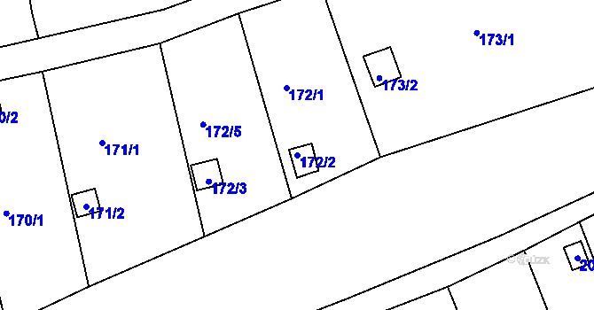 Parcela st. 172/2 v KÚ Tachov, Katastrální mapa