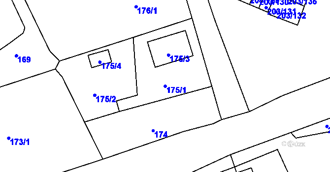 Parcela st. 175/1 v KÚ Tachov, Katastrální mapa