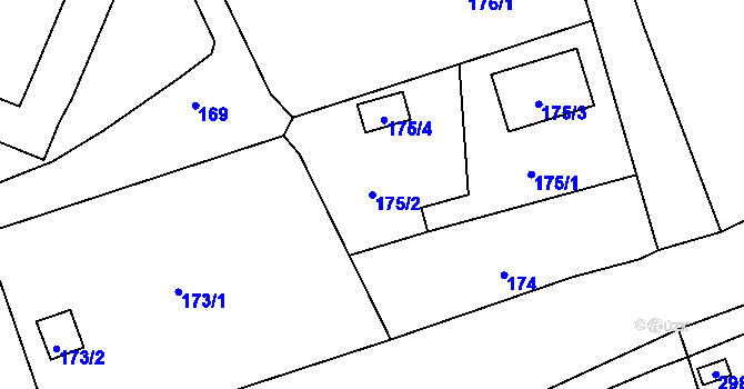 Parcela st. 175/2 v KÚ Tachov, Katastrální mapa