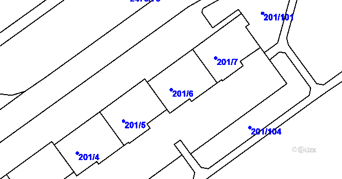 Parcela st. 201/6 v KÚ Tachov, Katastrální mapa