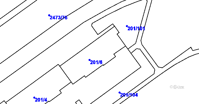 Parcela st. 201/7 v KÚ Tachov, Katastrální mapa