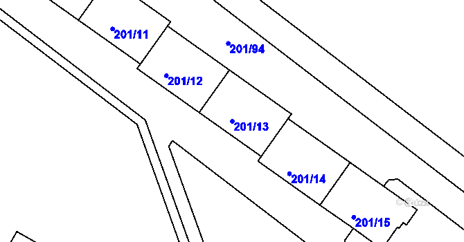 Parcela st. 201/13 v KÚ Tachov, Katastrální mapa