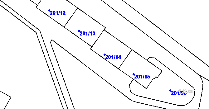 Parcela st. 201/14 v KÚ Tachov, Katastrální mapa