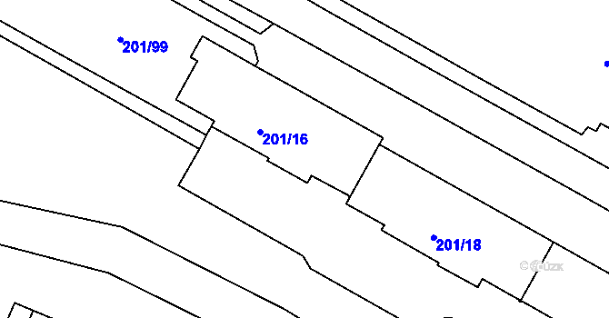 Parcela st. 201/17 v KÚ Tachov, Katastrální mapa