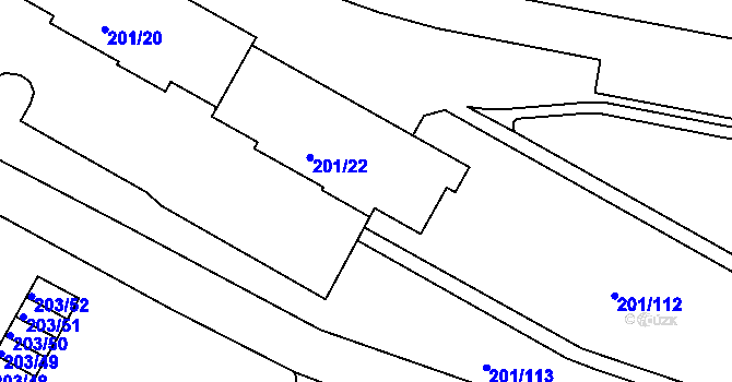 Parcela st. 201/23 v KÚ Tachov, Katastrální mapa