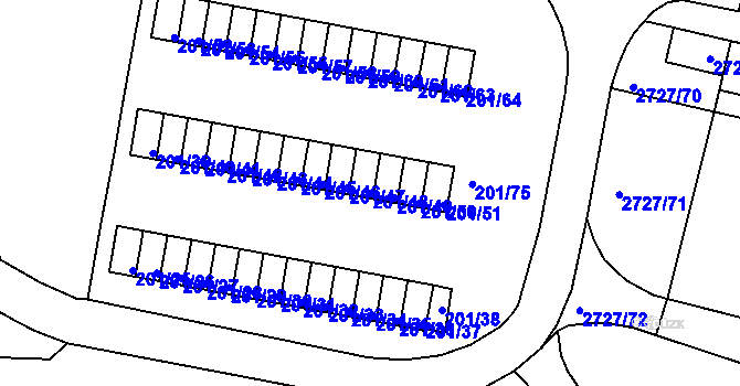 Parcela st. 201/48 v KÚ Tachov, Katastrální mapa