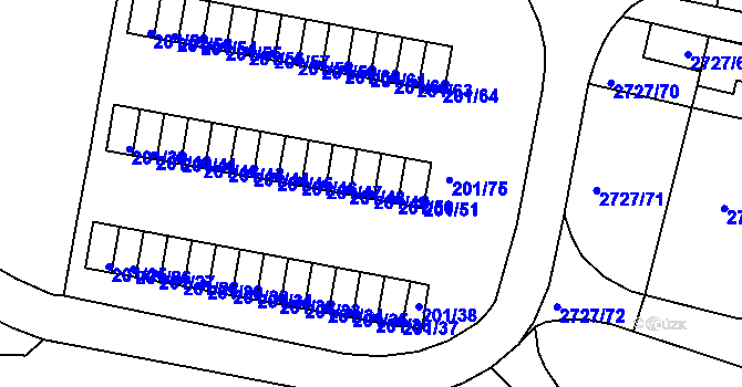 Parcela st. 201/49 v KÚ Tachov, Katastrální mapa