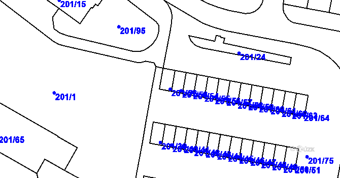 Parcela st. 201/52 v KÚ Tachov, Katastrální mapa