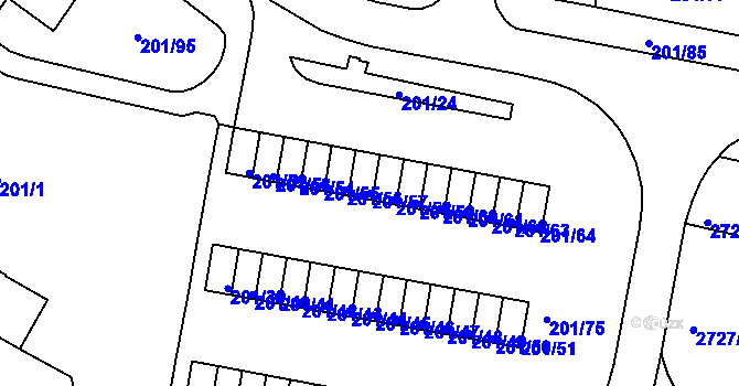 Parcela st. 201/57 v KÚ Tachov, Katastrální mapa