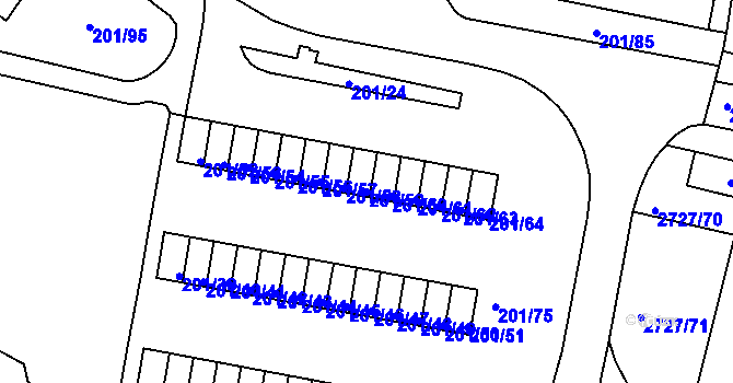 Parcela st. 201/59 v KÚ Tachov, Katastrální mapa