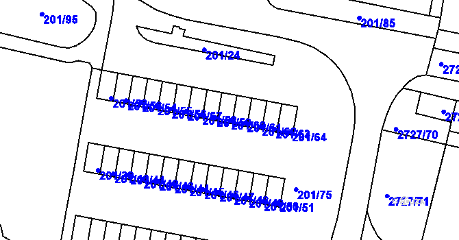 Parcela st. 201/60 v KÚ Tachov, Katastrální mapa