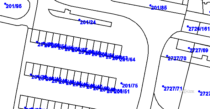 Parcela st. 201/62 v KÚ Tachov, Katastrální mapa