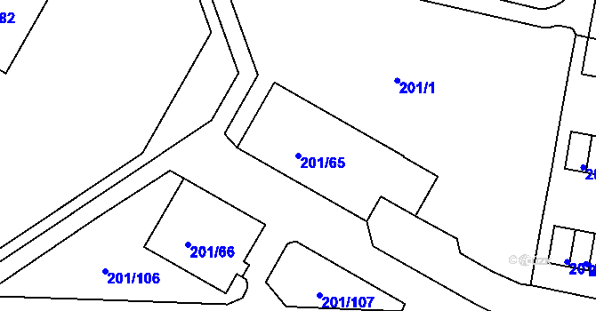 Parcela st. 201/65 v KÚ Tachov, Katastrální mapa