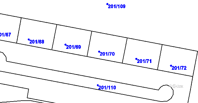 Parcela st. 201/70 v KÚ Tachov, Katastrální mapa