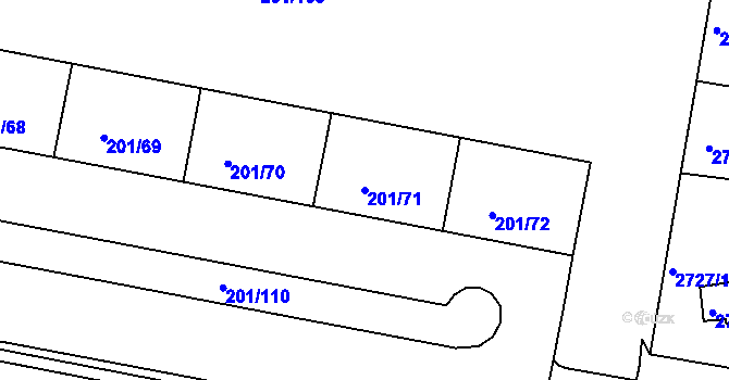 Parcela st. 201/71 v KÚ Tachov, Katastrální mapa