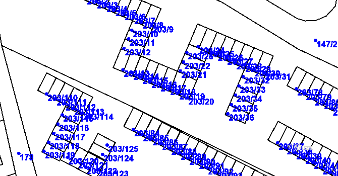Parcela st. 203/18 v KÚ Tachov, Katastrální mapa