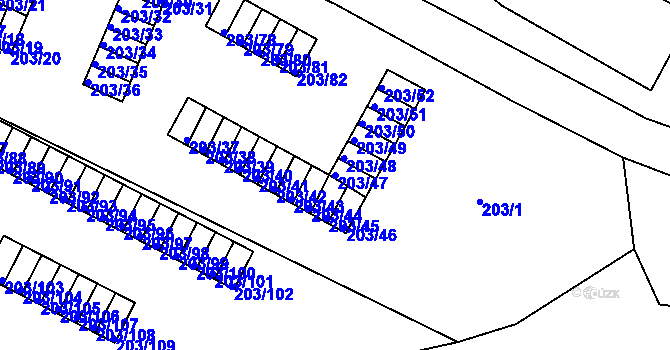Parcela st. 203/47 v KÚ Tachov, Katastrální mapa