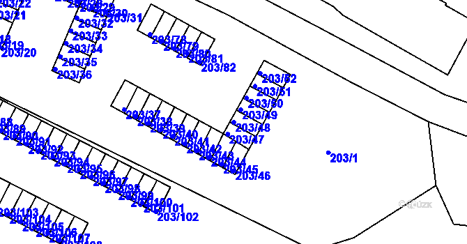 Parcela st. 203/48 v KÚ Tachov, Katastrální mapa