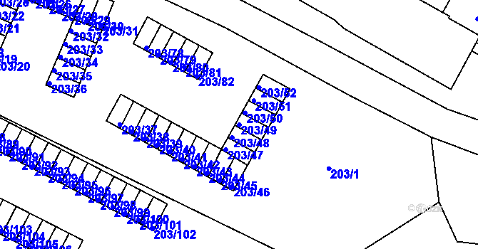 Parcela st. 203/49 v KÚ Tachov, Katastrální mapa