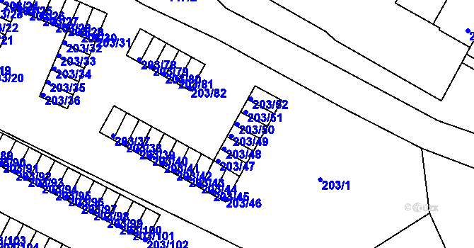 Parcela st. 203/50 v KÚ Tachov, Katastrální mapa