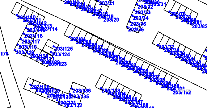 Parcela st. 203/90 v KÚ Tachov, Katastrální mapa