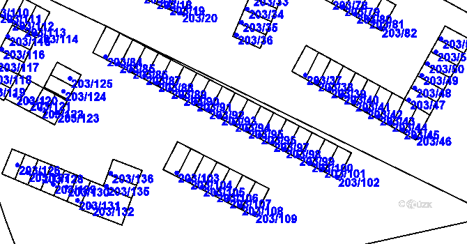 Parcela st. 203/94 v KÚ Tachov, Katastrální mapa