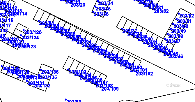 Parcela st. 203/95 v KÚ Tachov, Katastrální mapa